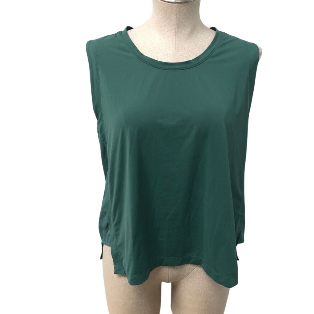 Title Nine Tank Top Womens Medium Green Athletic Sleeveless Stretch Workout Gym